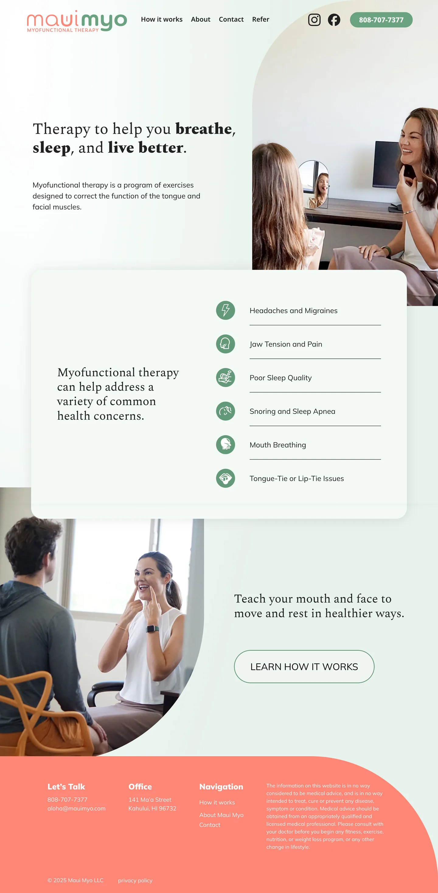 Maui Myo home page: Therapy to help you breathe, sleep, and live better